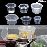 100Pcs Mini Plastic Packing Box 20-40ML Disposable Sauce Cup Round Clear Food Condiments Storage Container Box Kitchen Organizer 1
