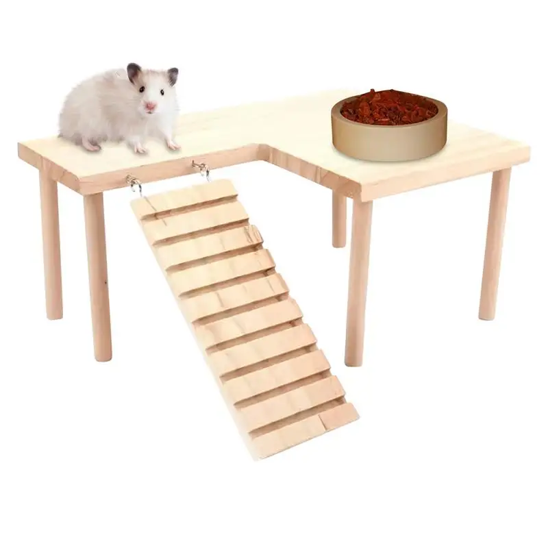 

Hamster Ladder Playground for Cage Natural Wood Small Animals Climbing Platform Stand Chinchilla Toys Gerbil Accessories