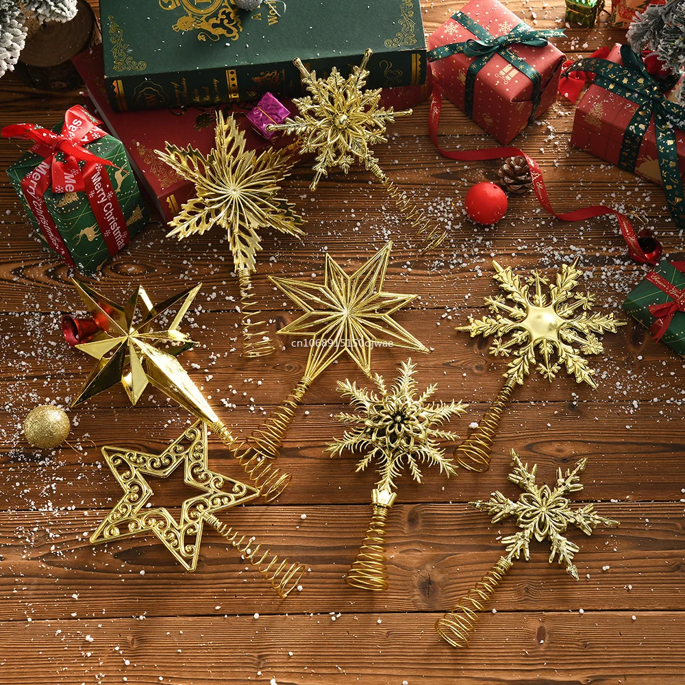 1pc Christmas Tree Topper Christmas Gold Treetop Portable Gold Tree Decoration for Hotels Restaurants Shopping Centers christmas tree decoration