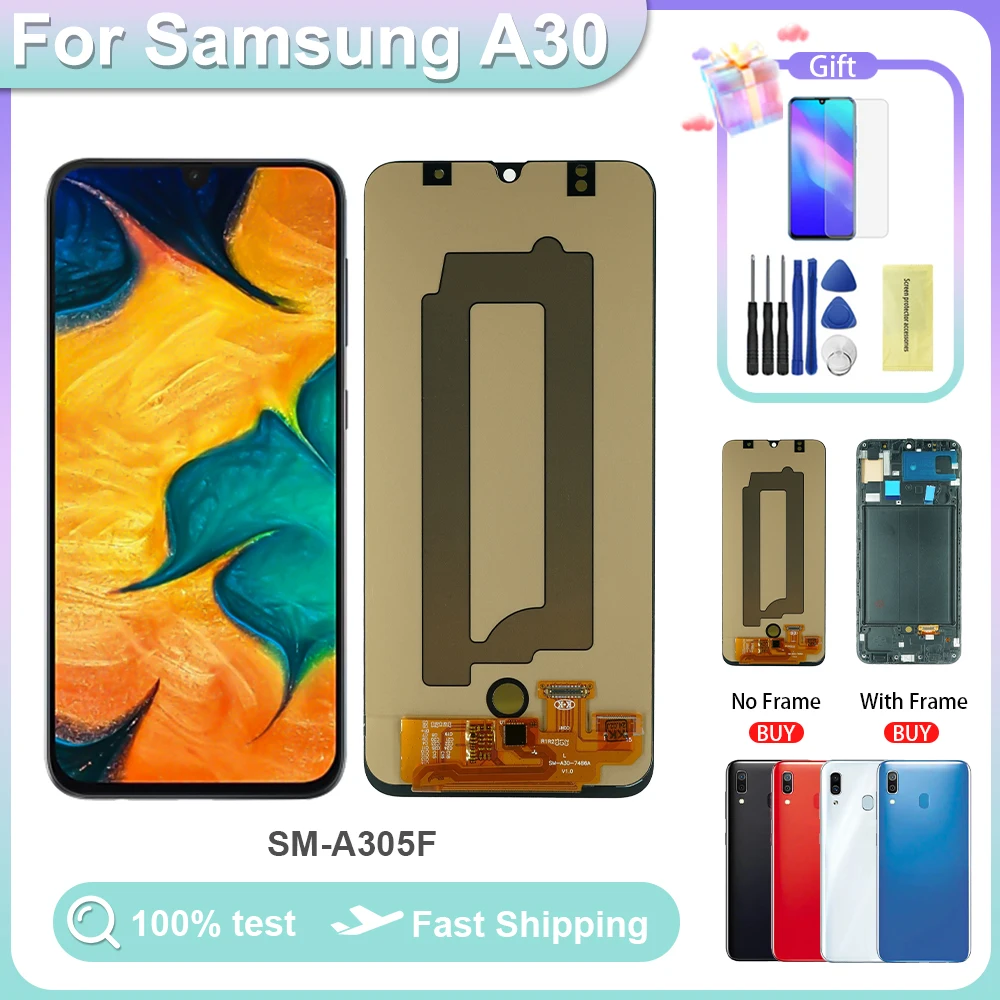 

AMOLED For Samsung Galaxy A30 A305F A305G A305Y A305 A305N A305GT LCD Display Touch Screen Digitizer Assembly Replacement