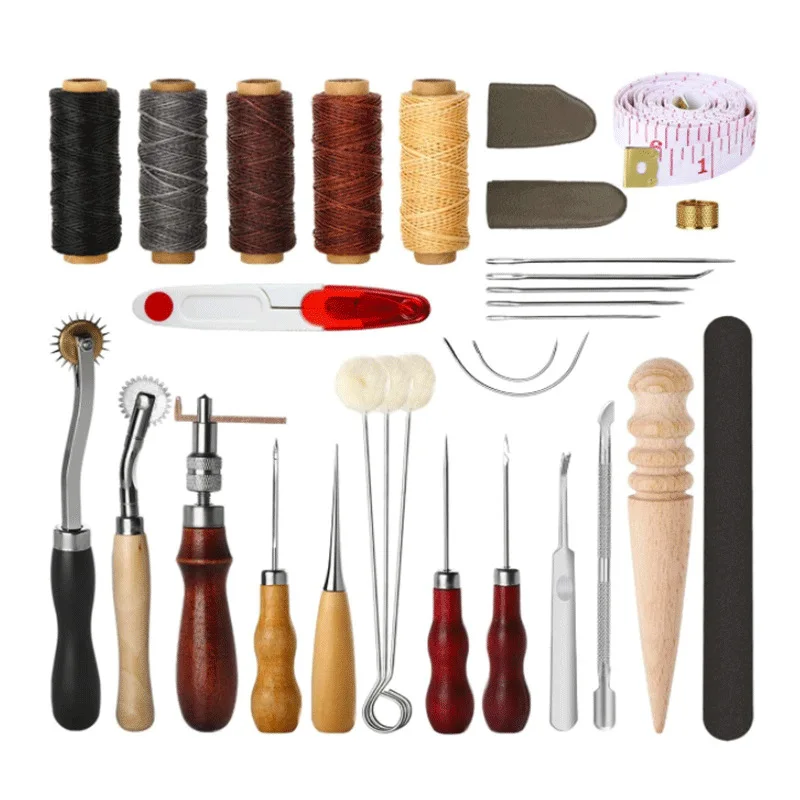 KRABALL Leather Craft Tool Kit Leather Working Kit Leather Hole Punch Hand  Sewing Stitching Carving Work