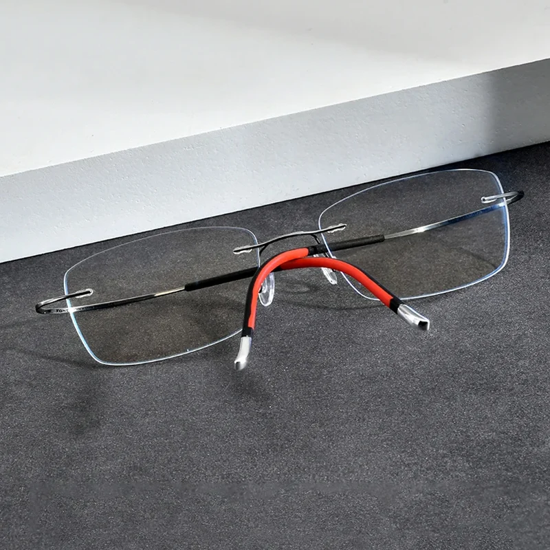 Fonex-男性と女性のためのリムレスチタン眼鏡,超軽量眼鏡,高品質の