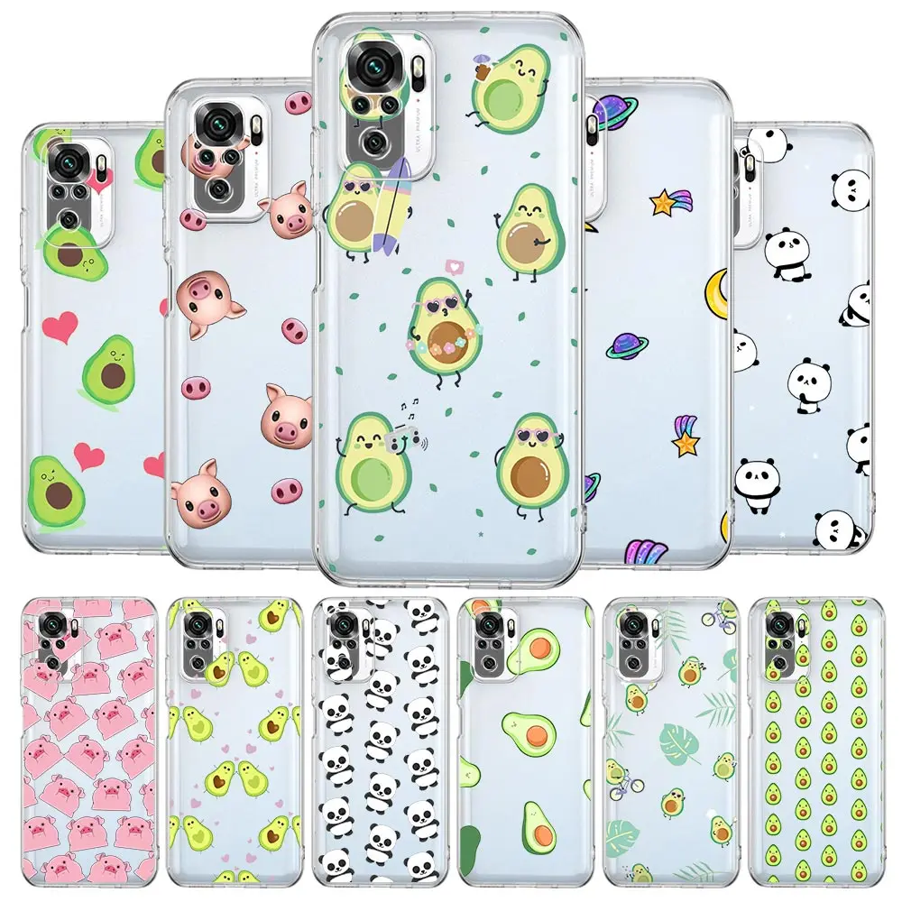 

Avocado Cute Pig Panda New Square Clear Phone Case For Xiaomi Redmi Note 12 11 9S 9 8 10 Pro+ 7 8T 9C 9A 8A K40 Gaming Cover