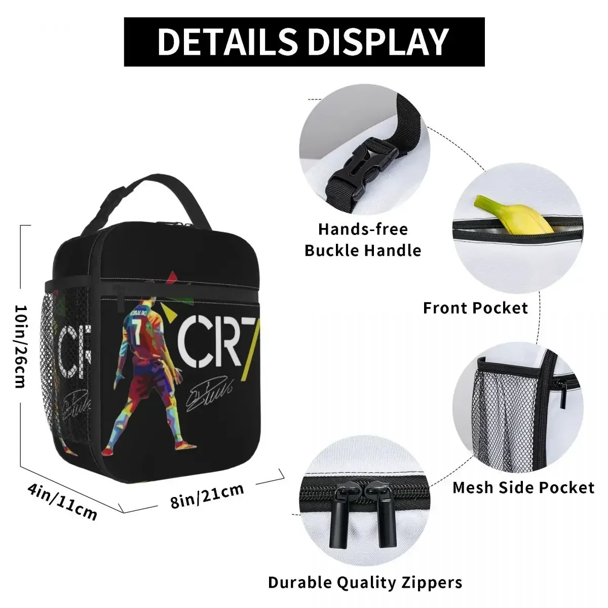 Insulated Lunch Tote Bag Cr7 Ronaldos Signature Merch Football Food Box Multifunction Thermal Cooler Lunch Box for School 6