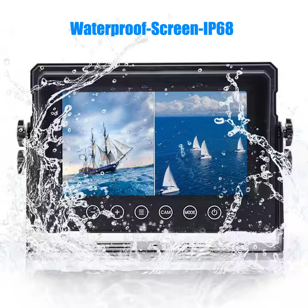 iPoster Waterproof Digital Wireless 7 Inch Split Screen Monitor Front View Camera Magnetic Base Power Bank For Forklift