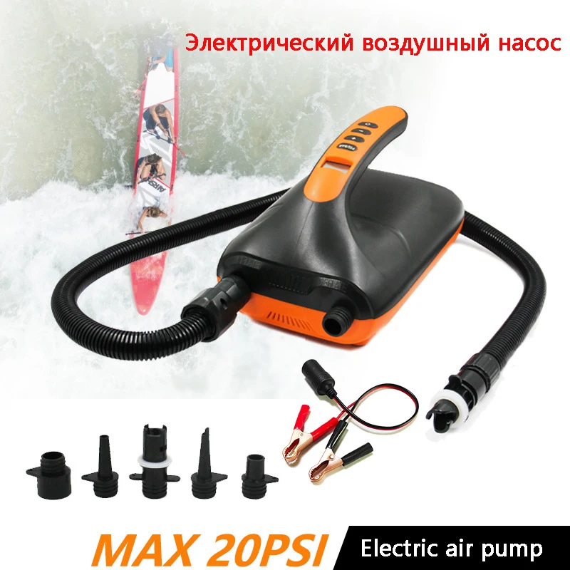 

12V Board Pump Max 20 PSI Inflatable Pump Electric Air Pump Dual Stage for Stand Up Paddle Board Air PVC Boat Mattress