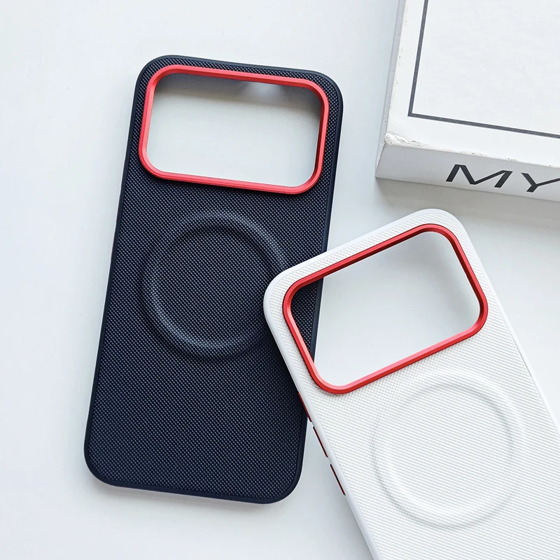 Elegant Anti-Fall Magnetic Leather Phone Case with Metal Lens Frame and Diamond Pattern Design