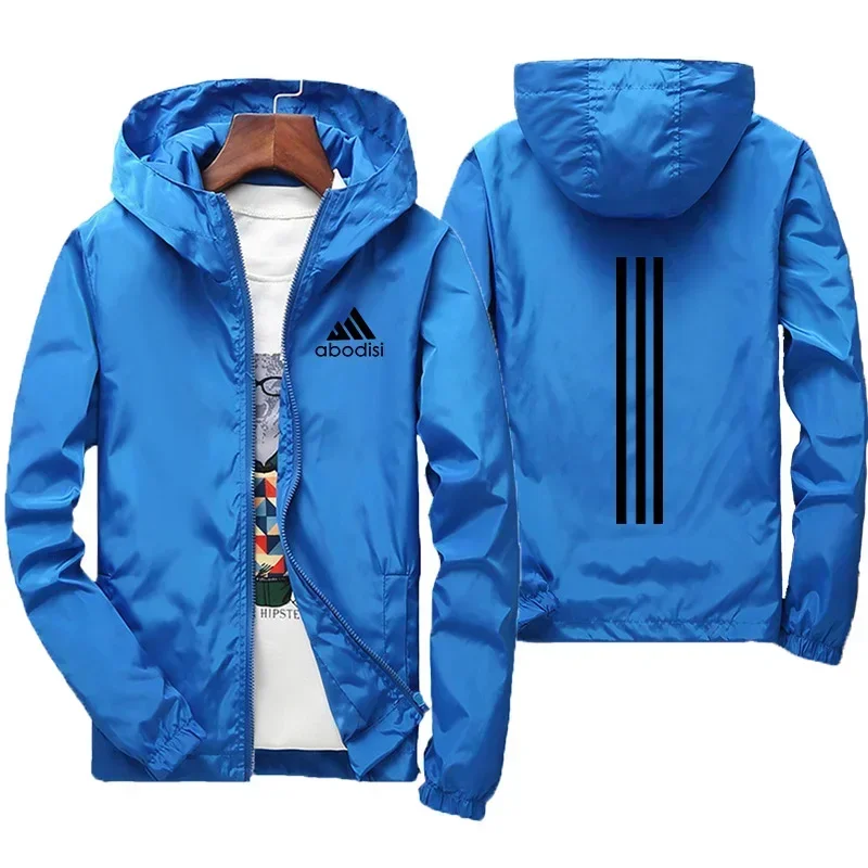2024 New men's Spring and autumn windproof waterproof zip-up sweatshirt with hood Outdoor casual plus size fishing jacket
