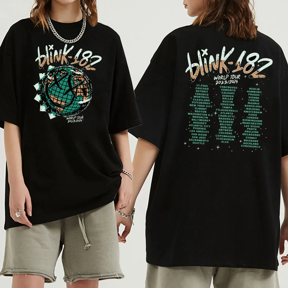 Blink 182 One More Time Shirt Blink 182 World Tour Shirt Blink 182 Merch Blink 182 Fan Gift O-Collo Camicie A Maniche Corte Unisex