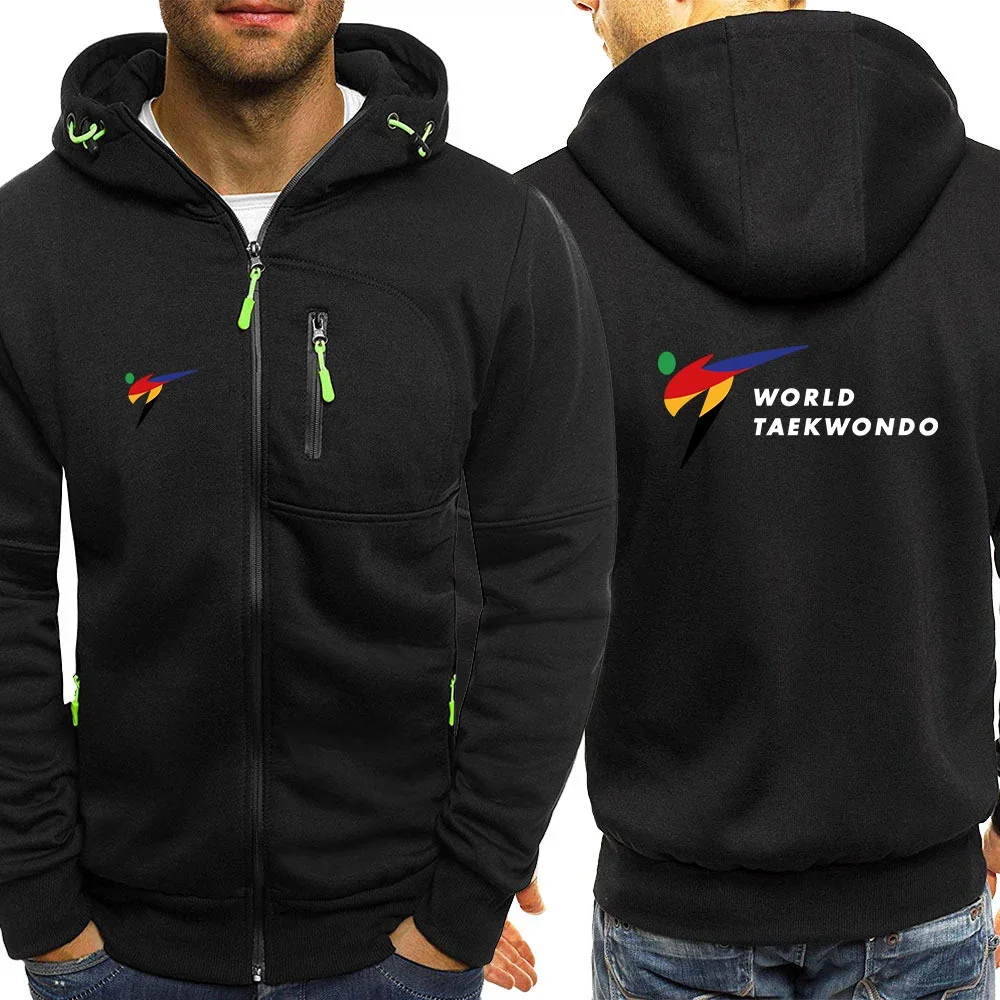 

WTF World Taekwondo Federation New Men's Men Harajuku Spring and Autumn Casual Solid Color Zipper Hoodie Print Versatile Coat