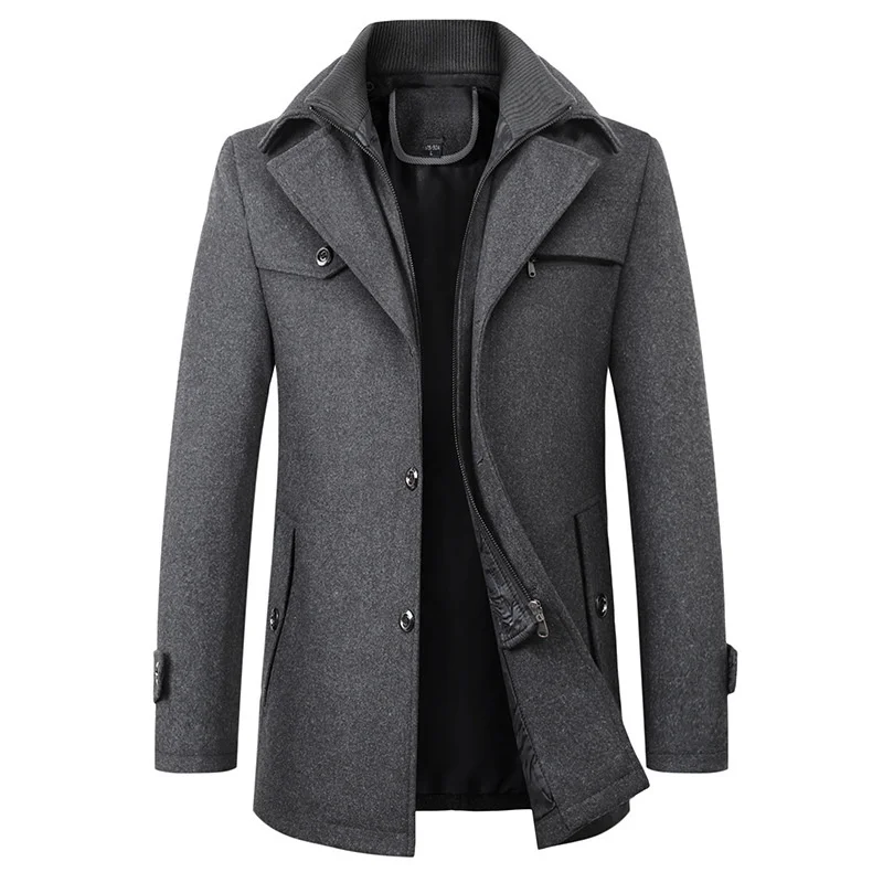 

Man Coats Winter 2023 New Men Wool Blends Slim Fit Thick Overcoat Business Casual Jacket Male Brand Woolen