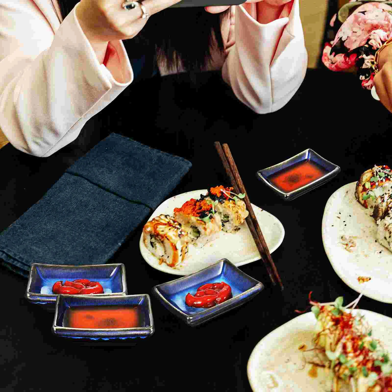 4 Pcs Ceramic Dipping Bowls Japanese Sauce Dish Small Plates Condiment Cups Appetizer Side Dishes Kitchen Dining Tableware
