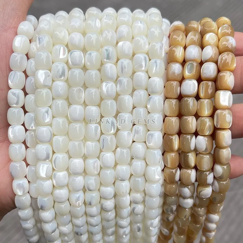 Natürliche weiße Kaffee farbe Trochus Muschel Perle Fassform poliert lose Abstand halter Perlen für Schmuck machen DIY Armband Halskette – Detail 6