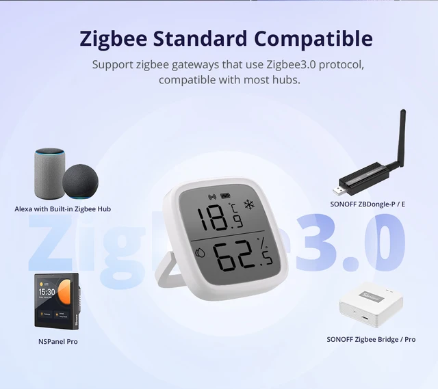SONOFF SNZB-02D Zigbee Temperature Humidity Sensor SNZB-02 Smart Home Real-time Monitor Ewelink Alexa Google Home Assistant MQTT 2