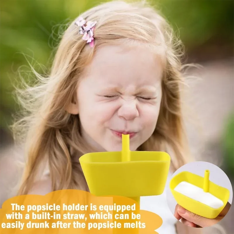 Popsicle Mold Drip-Proof Popsicle Rack Drip Free Ice Holder No Mess Free Frozen Treats Rack Holder with Straw Ice Cream
