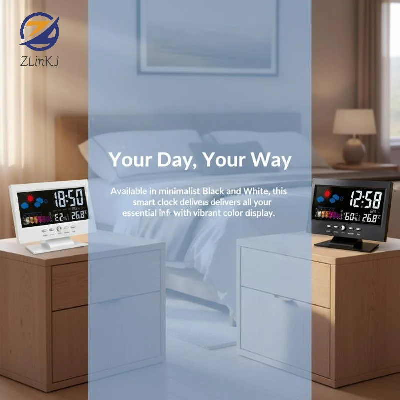 Versatile Digital LCD Weather Station Clock with Temperature and Humidity Monitoring for Smart Home Automation