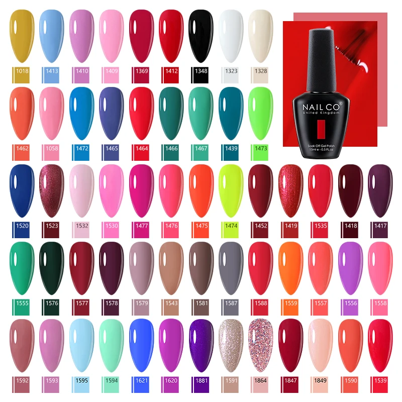 

NAILCO 15ml Red Color UV Nail Gel Polish LED Gel Nail Polish Soak Off Manicure Base Top Lakiery Hybrydowe Vernis Nails Art Salon