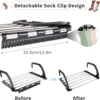 Foldable Stainless Steel & Plastic Wall-Mounted Radiator Drying Rack with Detachable Sock Clips,Space-Saving Clothes Dryer Rack 3