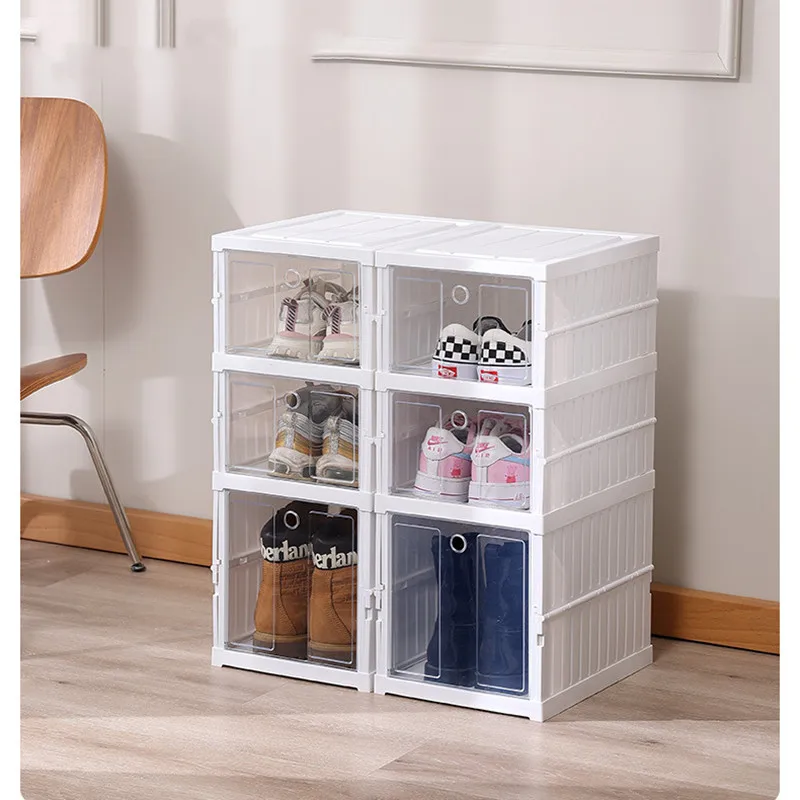 Foldable Shoe Stackable Plastic Shoe Storage Shoe Storage