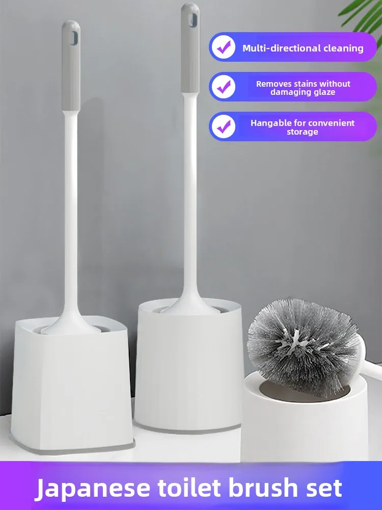 Home Toilet Bru Set with Base Long Handle Hanging Sle No Dead Angle Cleaning for Batoom Toilet Durable Plastic Bru