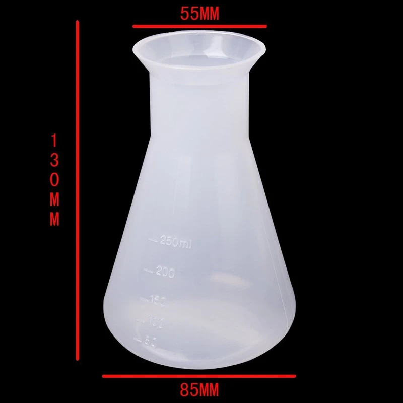 Plastic Transparent laboratory chemical Erlenmeyer flasks Container Bottle-250 ml