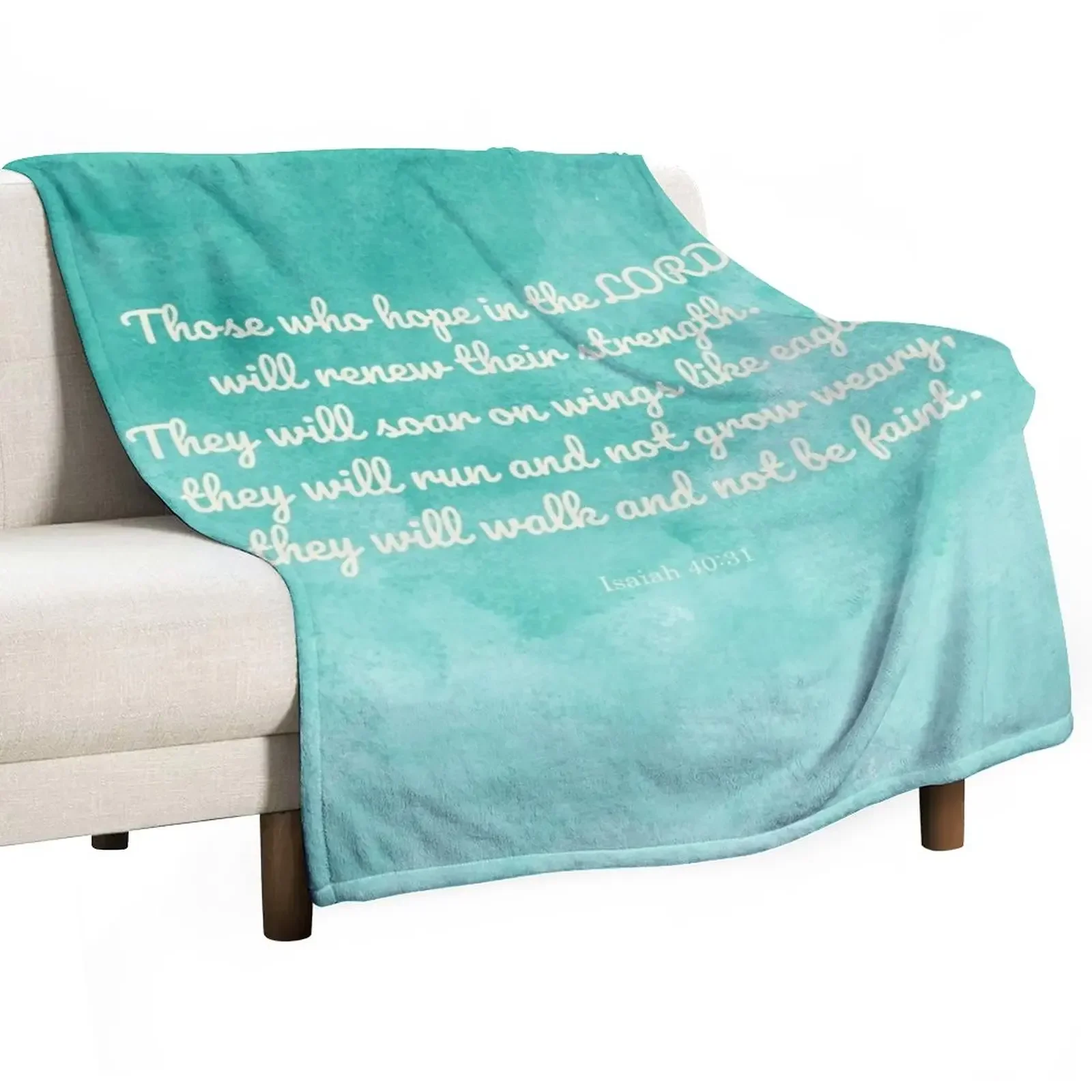 

Hope in the Lord Scripture, Isaiah 40:31 Throw Blanket Loose Soft Plaid Blankets