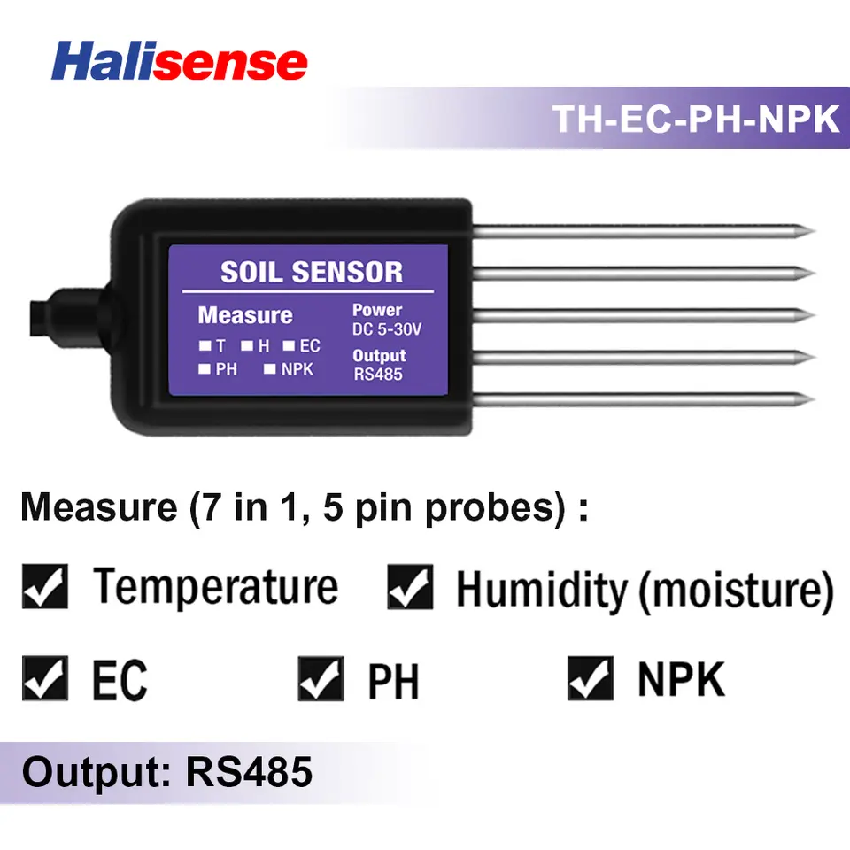 RS485 Modbus Soil Sensor 7 in 1 Measure Soil Moisture Temperature Humidity EC PH NPK image 15