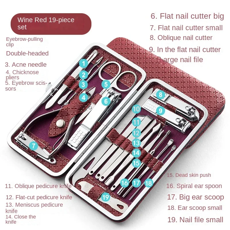 19/1PCS Professional Pedicure Nail Scissors Tool Nail Clipper Set Stainless Steel Manicure Cutter Trimmer Ear Spoon Nail Clipper 4