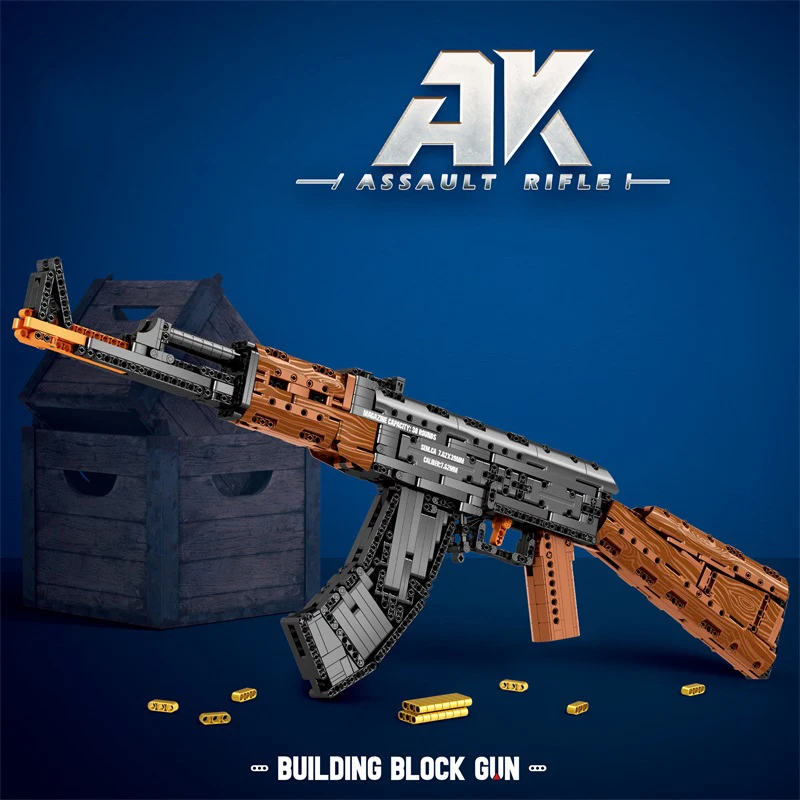 AK47 Assault Rifle Model Building Blocks Military Army Weapon Shootable Imitation Gun Bricks Children’s Holiday Gifts DIY Toys 1