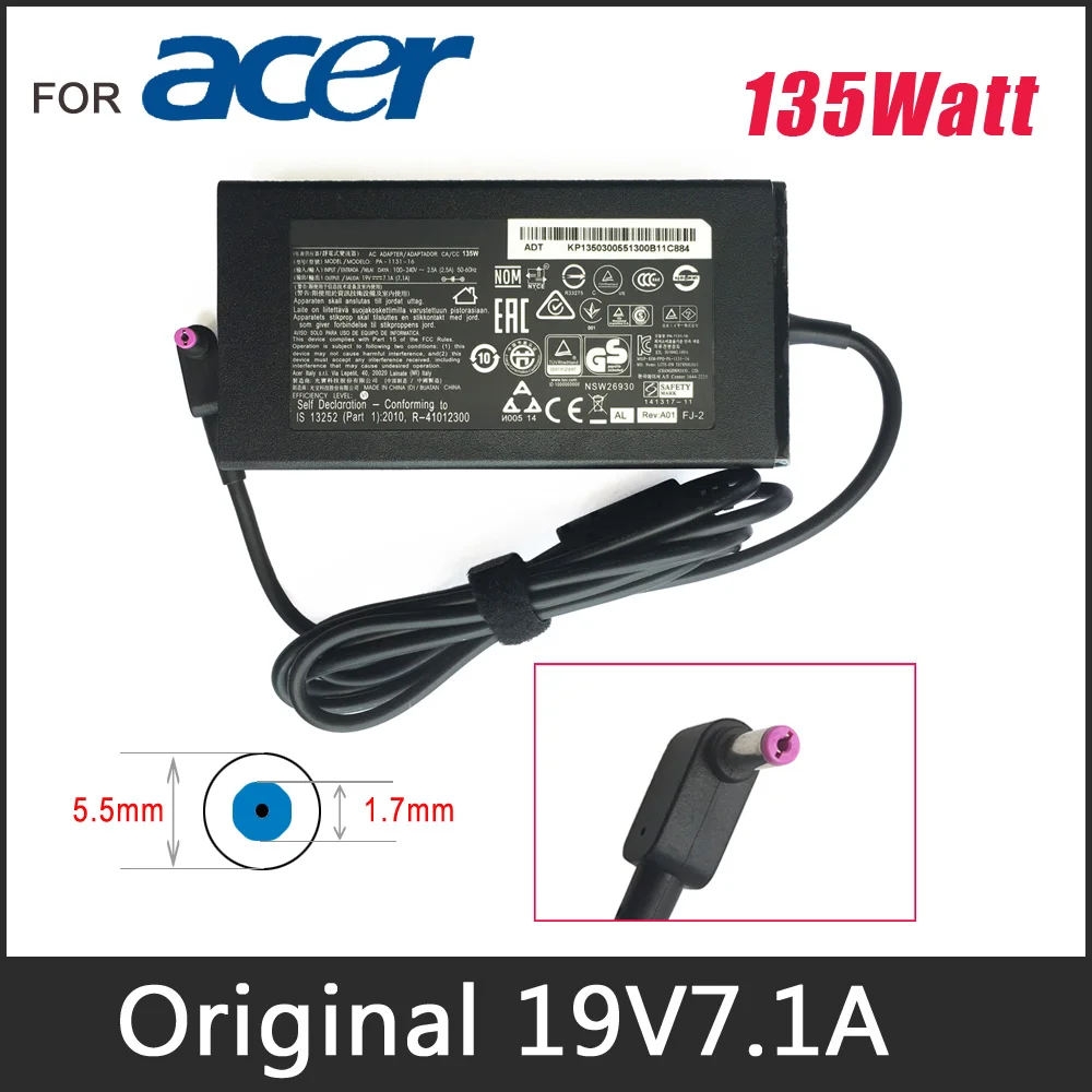 Original 135W Adaptor for ACER LITEON ADP 135KB T Nitro 5 19V 7.1A Slim
