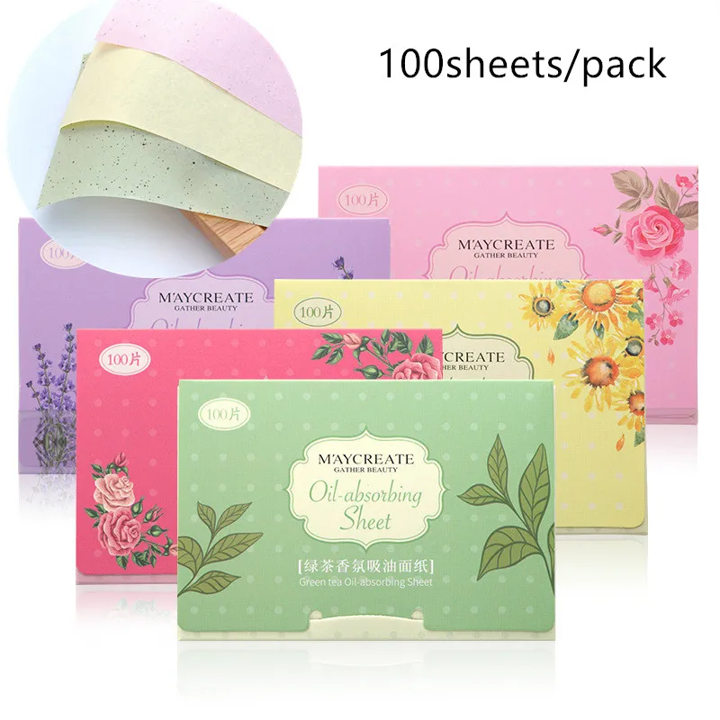 100 Sheets/pack Green Tea Facial Oil Blotting Sheets Paper Cleansing Face Oil Control Absorbent Paper Beauty Makeup Tools