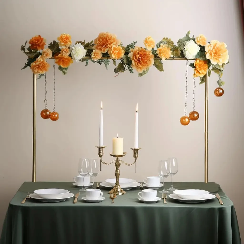 1.2m-2.6m table frame with clamp, gold metal table arch, used for weirthday, party, anniversary decoration