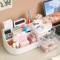 Cosmetics Storage Box with Mirror Dressing Table Makeup Mirror Jewelry Storage Makeup Brush Storage Organizer Lipstick Organizer 2