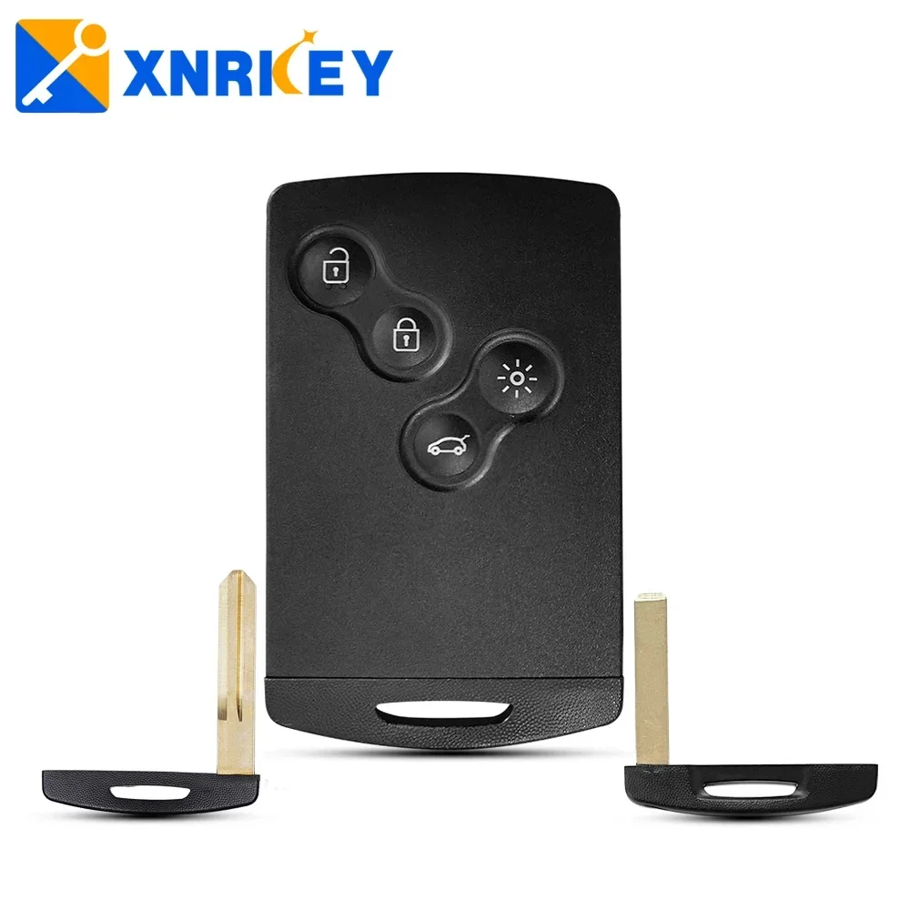 XNRKEY 4 Button Remote Smart Card Key Shell for Renault Megane Laguna Koleos Fluence Scenic Clio Captur Car Key Case with Blade