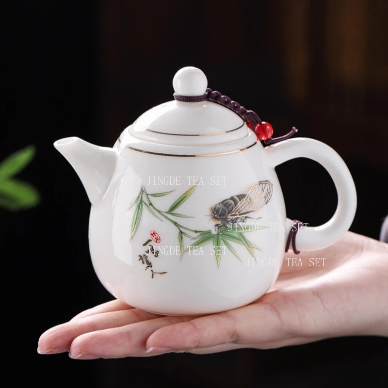 260ml Yangzhi Jade Teapot Large Capacity White Porcelain Teapot Household Tie Guan Yin Tea Maker Chinese Kung Fu Tea Set