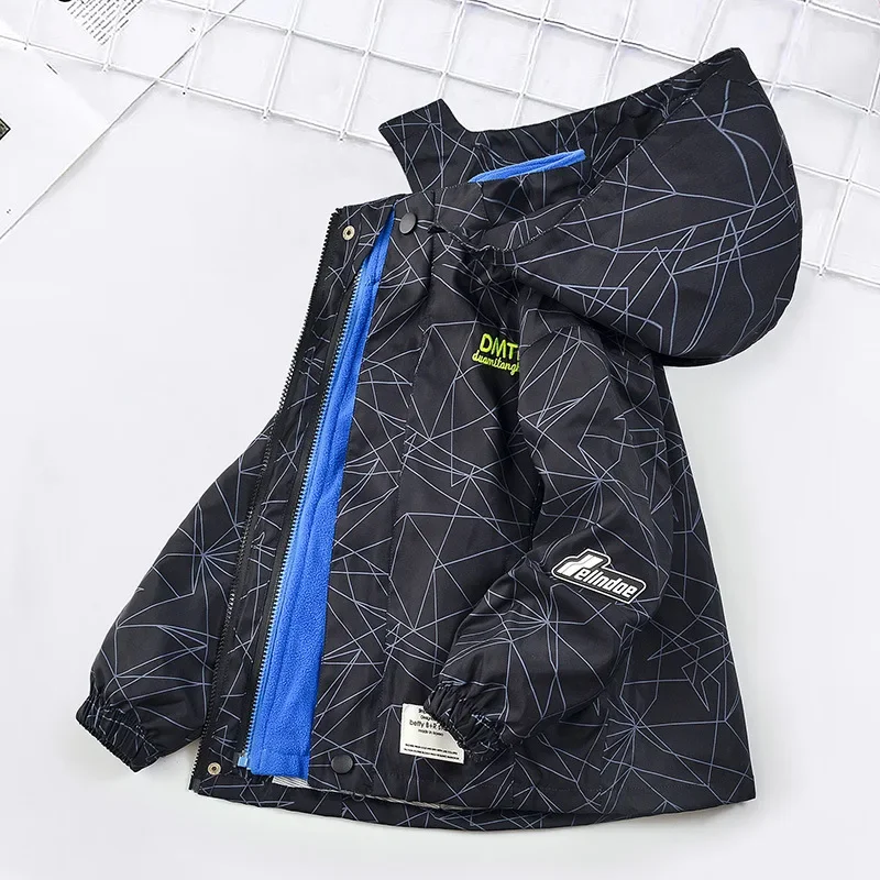 Boys' Jackets Medium and Older Children's Thickened Jackets Autumn Clothes New Children's Clothing Removable Windproof