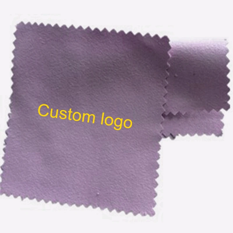 

200pcs Emboss Custom LOGO 8*8cm Silver Polish opp bags Cloth for silver Jewelry Cleaner Blue Microfiber suede fabric material