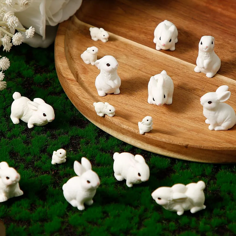 18 Pezzi Mini Figurine Coniglio In Resina Con Verdure, Micro Paesaggio Fai Da Te Per Giardino Delle Fate, Decorazioni Pasqua