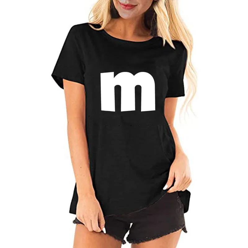 Buchstabe M, A, T-Gruppen Halloween Matching Team Easy Lazy Kostüm T-Shirt Humor Lustiges Alphabet A Chipmunk Paare Grafik-Outfit – Detail 7