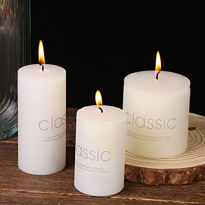 Classic European Ivory White Large Cylinder Candle Smokeless Tasteless Romantic Wedding Hotel Decoration Candle Holiday Supplies