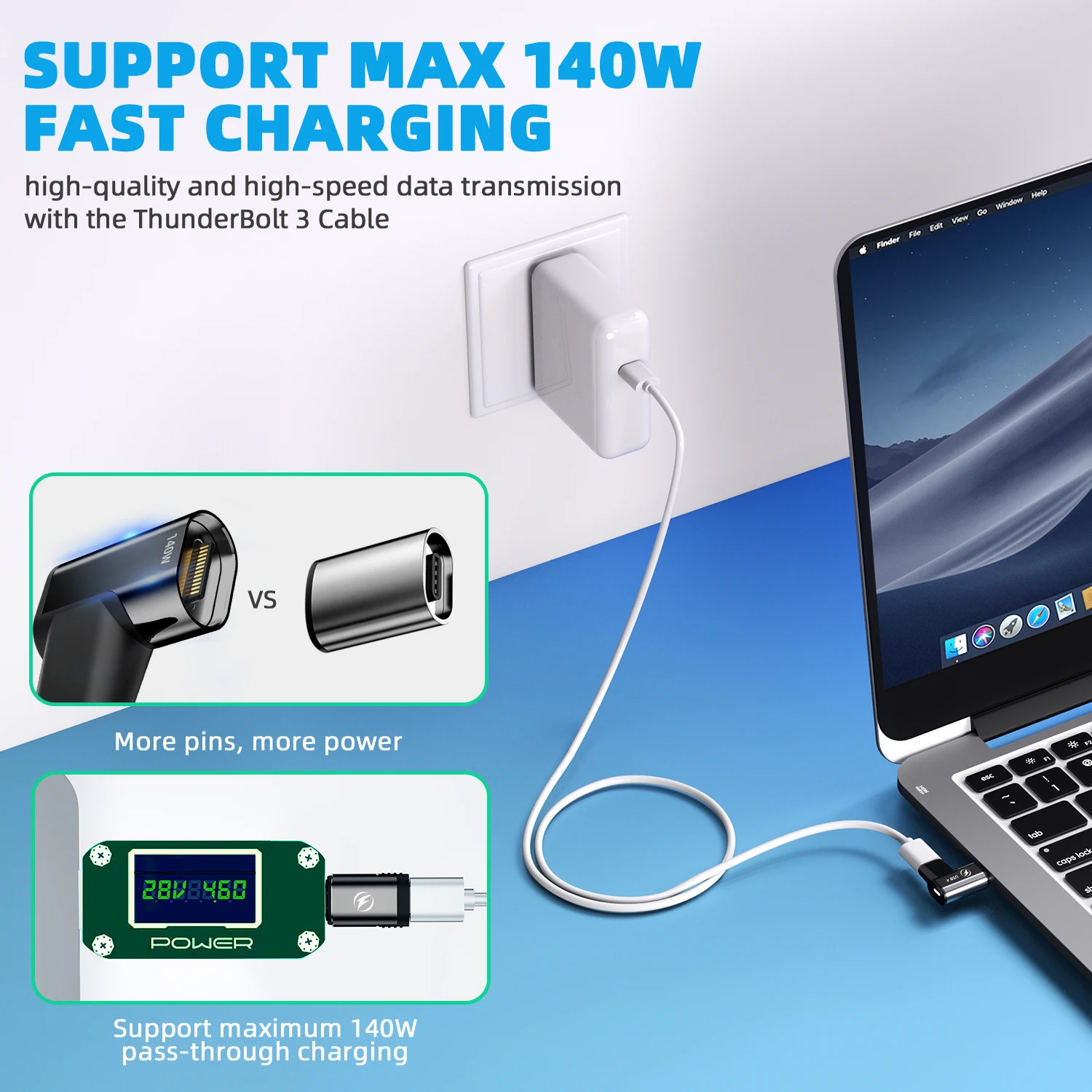 Magnetic USB-C to USB-C Adapter with 40Gbps Speed & 140W Fast Charging