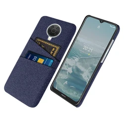 Premium Fabric Dual Card Holder Case for Nokia G10 (Navy Blue)