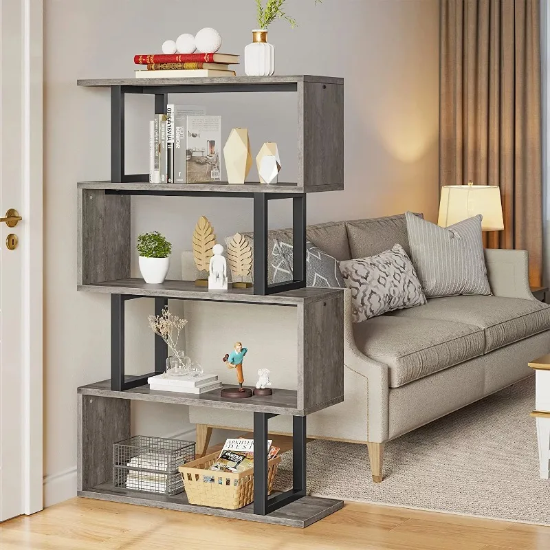 

Dextrus 5 Shelf Bookcase, Z-Shelf Modern Free Standing Bookshelf Storage Organizer, Book Shelves