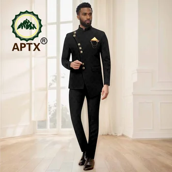 Abiti africani da uomo Set di pantaloni giacca slim fit dal design tradizionale per matrimonio con fazzoletto per petto Abito di alta qualità 2416071 1