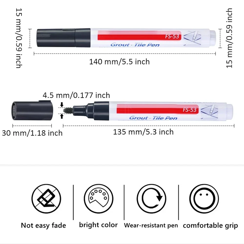 Waterproof White Wall Tile Marker Pen Grout Restorer Gap Repair for Bathroom Floor Toilet Tank Seam Paint Filling Repair Tools permanent marker pen,white marker pens,highlighter pen,marker pens,permanent marker,permanent markers,paint marker pen,markers pen,mirror marker pens,art markers