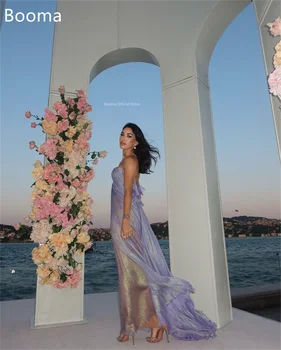 Booma Shiny Mermaid Backless Evening Dresses Formal Party Gowns for Women Pleat Long Sleeveless Prom Gown Customize 1