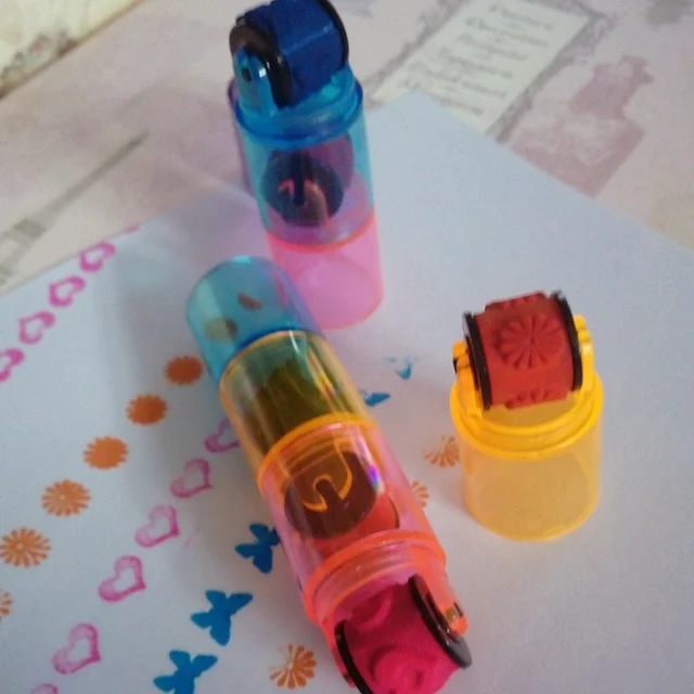 3/6 section Baby Colorful Ink Pad Stamp Seal Preschool Funny Toy Learning Cartoon DIY Roller Drawing Diary Tool Kid Ink Pad Gift 6