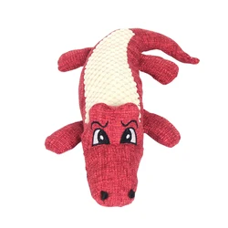 Interactive Cartoon Animal Plush Alligator Dog Chew Toy (G836A Red)