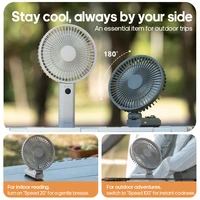 Ventilateur portable à main 3600mAh, ventilateur de bureau pliable multifonctionnel rechargeable, 100 vitesses avec écran LED pour les voyages en plein air 3