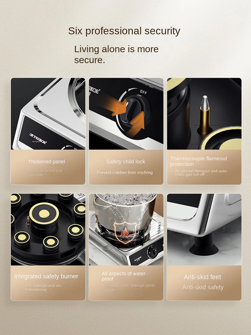 Gas Stove Single Stove Household Desktop Liquefied Petroleum Gas Natural Fierce Fire Stainless Steel